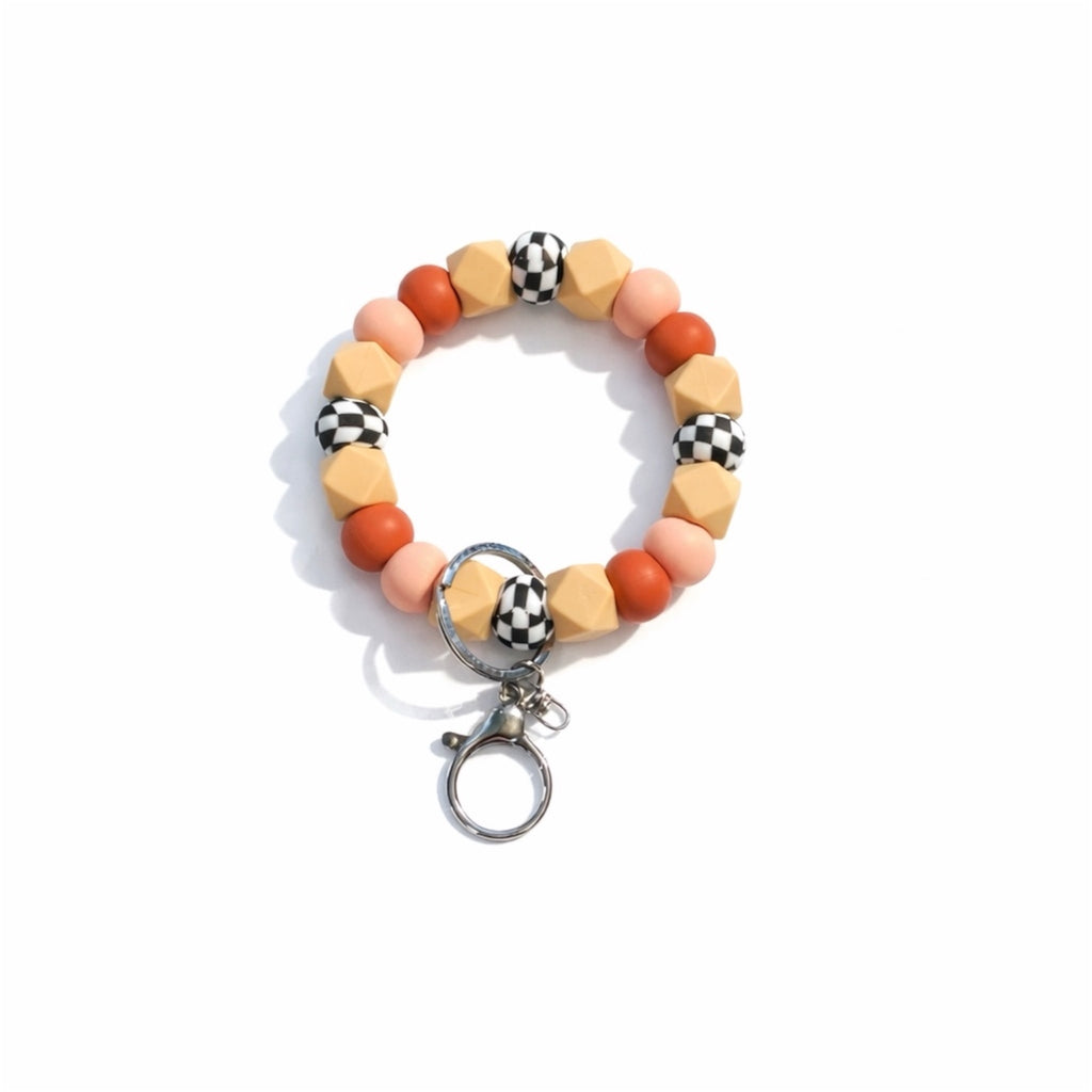 Checkered Sunset Silicon Beaded Wristlet