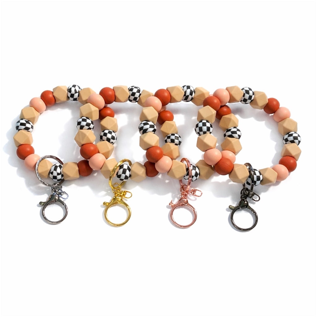Checkered Sunset Silicon Beaded Wristlet